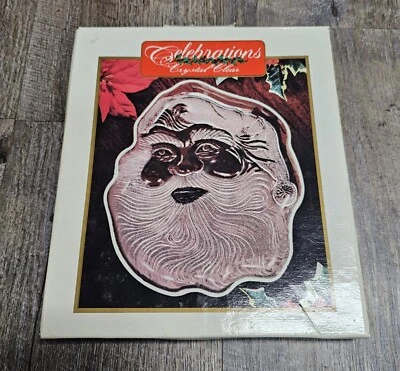 Новый в коробке празднования кристально прозрачный 8» матовый Санта блюдо / сервировочная тарелка  - Изображение 1 из 4