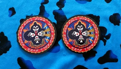 KISS - ROCK AND ROLL -  PAIR OF PRINTED ROUND COASTERS - Image 1 of 2