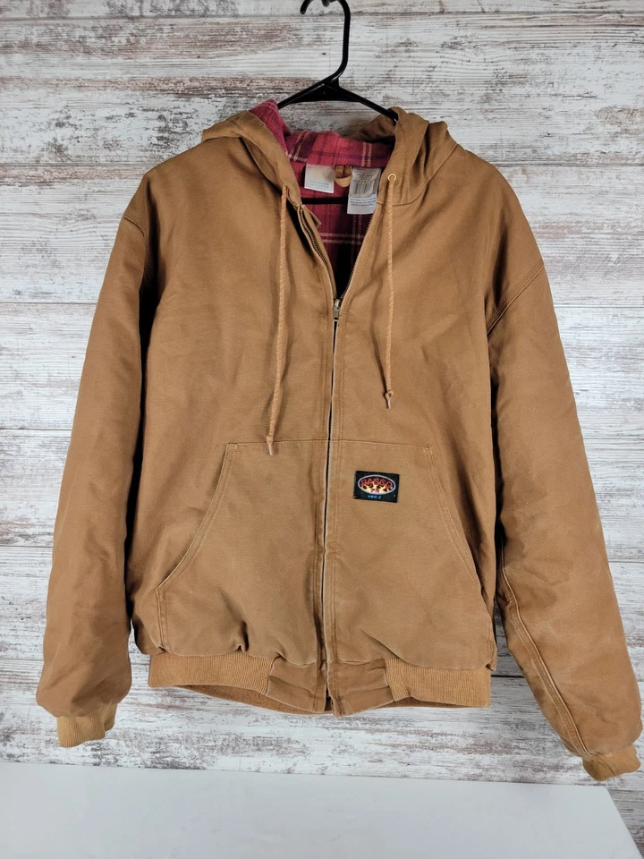 Rasco FR XRC 2 Brown Duck Canvas Hooded Work Coat Jacket Flannel Lined L-long - Image 1 of 4