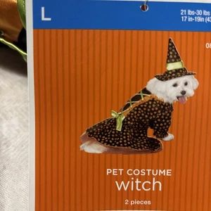 New Pumpkin Witch Costume For Pet with Hat Size Large L Dog Cat Halloween - Picture 1 of 8