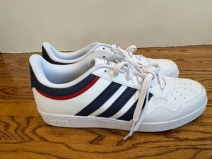 Adidas Hoops 4.0 Athletic Shoes Mens White Navy Blue Red Sneakers Size 9.5 New - Picture 1 of 15