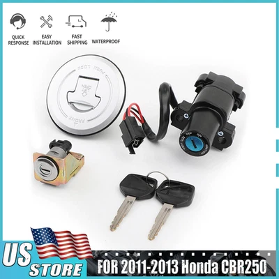 Lgnition Switch Gas Cap Cover Fit For 2011-2013 Honda CBR250 Key Lock Set 2012 - Imagem 1 de 4