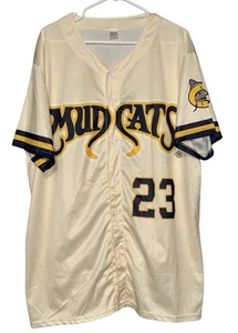 Carolina Mudcats Jersey Mens XL Extra Large Cream Blue 23 MILB Promo Shirt - Picture 1 of 6