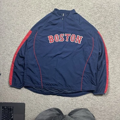 Majestic Cool Base Boston Red Sox MLB Windbreaker Jacket 1/4 Zip Men’s Size XL - Image 1 of 4
