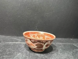 Antique Japanese Kutani Porcelain Bowl Chawan Red Akae Gold Kintsugi Color . Sma - Picture 1 of 15