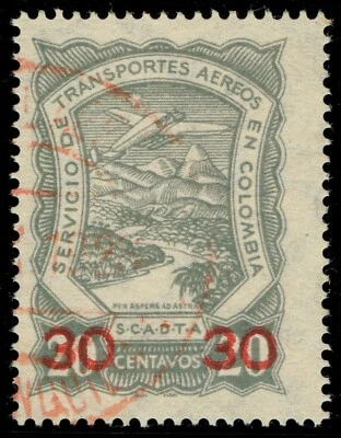 [st1763] COLOMBIA 1923 Scott#C51 used AIRMAIL cv:$57.50 - Image 1 of 2