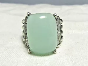 Anillo David Yurman Plata Esterlina 16X12 MM Calcedonia, Diamante Wheaton Talla 5.5 - Imagen 1 de 12