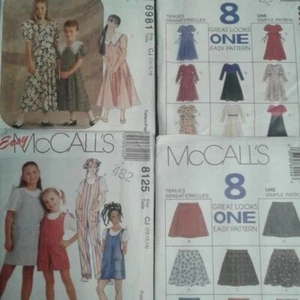 McCalls Girls 10 12 14 Sewing Patterns Dress Romper Skirt Jumpsuit Jumper Cut - Picture 1 of 13
