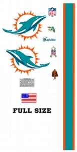 Decalcomanie casco calcio Miami Dolphins taglia intera 8 mil - Foto 1 di 1