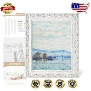 Artistic 16x20 Open Back Frame - 3" Antique White Frame for Stylish Galleries - Picture 1 of 11