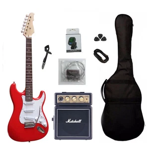 Chitarra Elettrica Stratocaster Rossa e Marshall MS-2 Amplificatore Kit Completo - Foto 1 di 1
