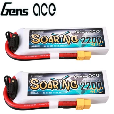 2X Gens Ace G-Tech Soaring 2200mAh 11.1V 30C 3S Lipo Akku Mit XT60 Stecker New - Bild 1 von 4