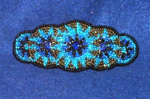 5 Circle Beaded Barrette w Gemstone centers French Clip Closure 3.75x1.5" #16 - Picture 1 of 3
