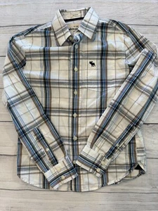 Abercrombie & Fitch Button Down Shirt Kids Youth Boys Large Muscle Plaid Collar - Picture 1 of 5