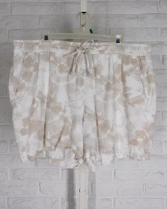 OLD NAVY Linen Blend Tie Dye Drawstring Shorts White Tan Size XL - Picture 1 of 3