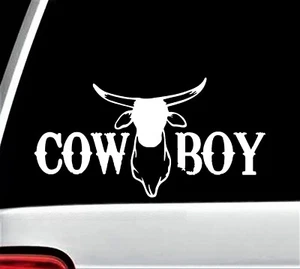 Cowboy Decal for Truck Bull Rider Steer Head Longhorn Sticker Window | BG875 - Picture 1 of 5