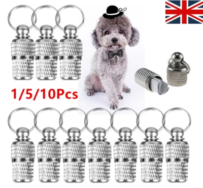 1x-10x Anti-Lost Pet Dog Cat Puppy ID Address Name Label Tag Barrel Collar Tube/ - Image 1 of 4