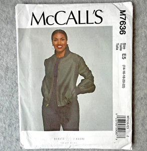 McCalls M7636 Bomber Jacket Sewing Pattern Size 14-22 - Picture 1 of 5
