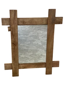 Rustic Wooden Framed Wall Mirror – 77x92 cm | Farmhouse Style | Handmade Decor - Picture 1 of 3