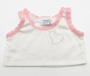Build-A-Bear White Pink Lace Tank Top with Silver Rhinestone Heart BAB Clothes - Picture 1 of 4