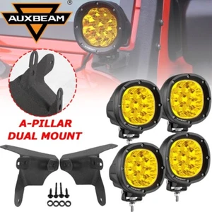 AUXBEAM 4" Amber LED Fog Lights Pods + Mount Bracket For Jeep Wrangler JL 18-23 - Picture 1 of 12