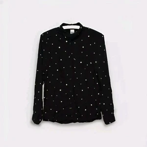 Here+there Bluse Gr. 170 176 Mädchen langarm Hemdbluse schwarz Sterne C&A - C3 - Bild 1 von 5