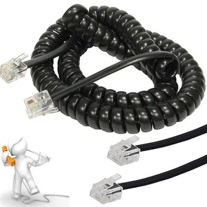 Cavo 3m Telefono Cellulare Telefono Avvolto RJ10 Spina a RJ10 Spina Nero 4P4c Piombo - Foto 1 di 12