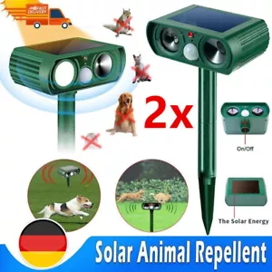 2x Solar Tiervertreiber Ultraschall Abwehr Marder Katzen-Hunde Abwehr Schreck - Bild 1 von 13