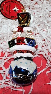 NEW RADKO WE WISH YOU a MERRY CHRISTMAS Glass Ornament Santa Quartet Music Notes - Picture 1 of 3