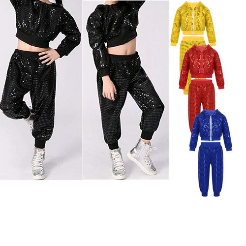 VETEMENTS Costume jazz hip hop ragazzo ragazza abito danza di strada paillettes lucide set abbigliamento