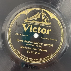 RARE! Klarinet Csardas Murlkacsy Olga Zenekara 10" 2 Sided Record Victor Black - Picture 1 of 20