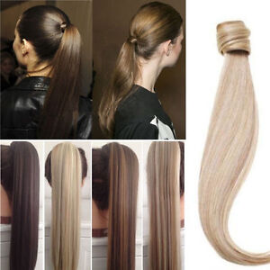 Silk Straight Wrap- Ponytail 100% Real Remy Human Hair Clip in Extension 80g100g