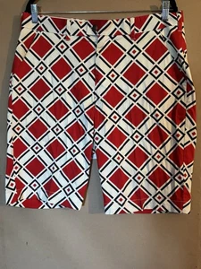 Loud Mouth Golf Shorts Mens 36 Bold Red Argyle Geometric Loudmouth - Picture 1 of 5