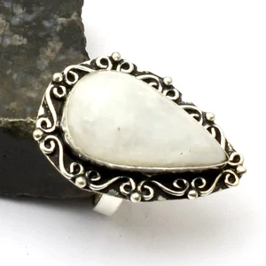 Rainbow Moonstone Gemstone Ethnic Handmade Ring Jewelry US Size-5.75 AR 34330 - Picture 1 of 1
