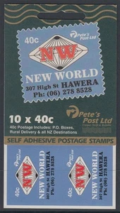 NEW ZEALAND PRIVATE MAIL PETE’S POST BOOKLET NEW WORLD HAWERA ID:091/D66082) - Picture 1 of 1