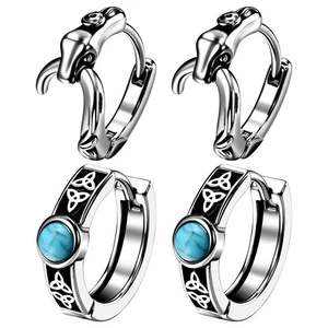 Keltischer Knoten Geometrisch Hoop & Schlange Huggie Ohrring Goth Edelstahl Herren Damen - Bild 1 von 12