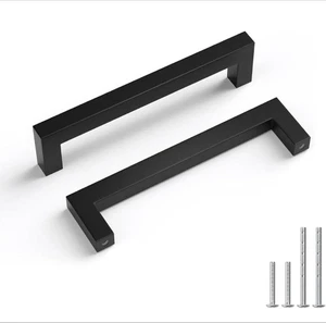 Goldenwarm Confezione 10 Cassettiera Quadrata Nera Maniglia Acciaio Inox - Foto 1 di 8