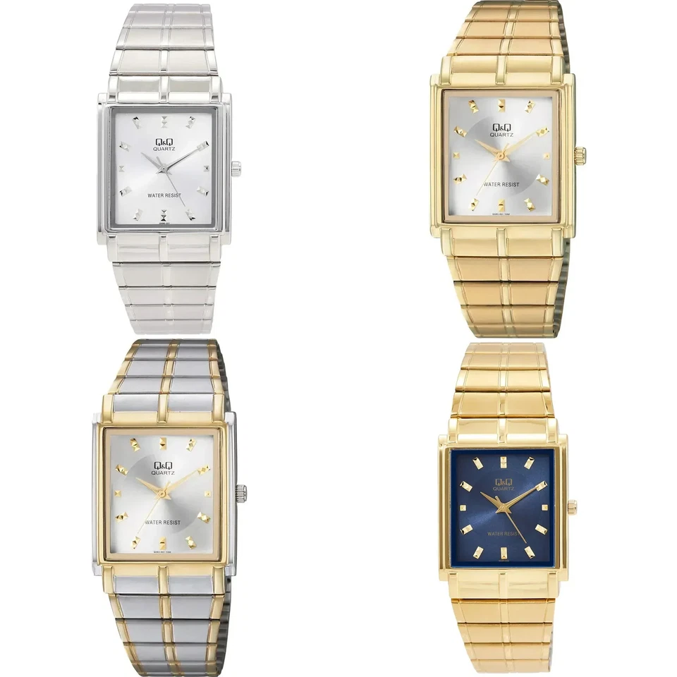 Reloj analógico Citizen Q&Q para hombre correa de metal azul plateado impermeable serie QA80 Foto 1 de 1