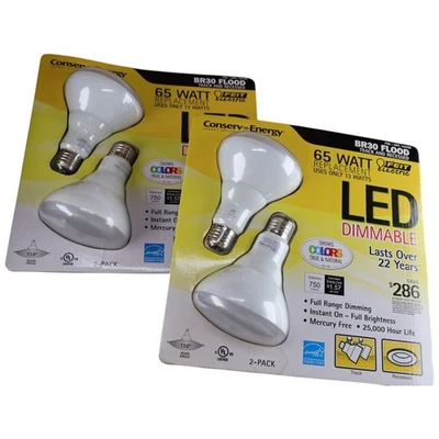 Feit Electric BR30DM 65W Replacement LED Flood Bulbs 2 Pack of 2 Dimmable 2700K - Image 1 of 3