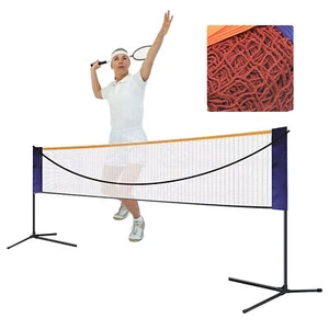 Rete Tennis Pallavolo Badminton Portatile 20 Piedi Regolabile con Supporto Borsa Trasporto - Foto 1 di 12