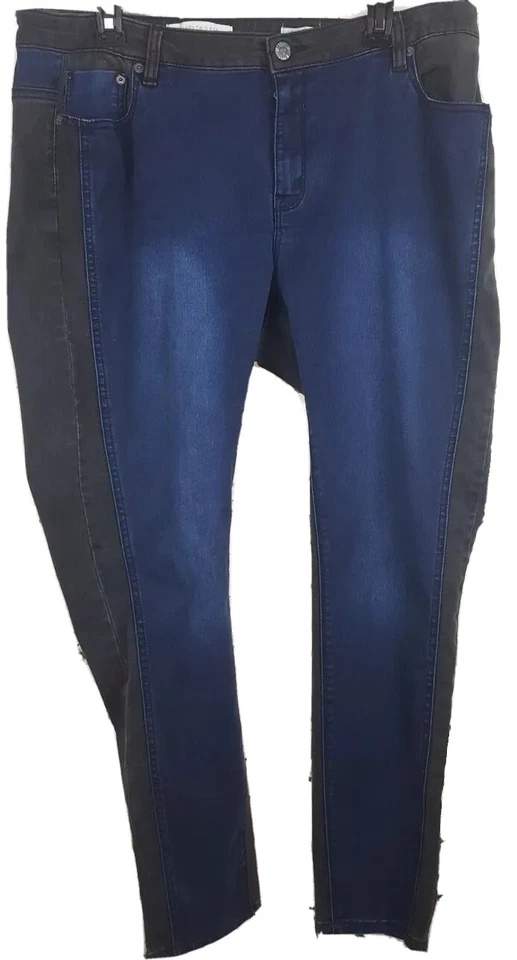 Kenneth Cole Reaction | Skinny Stretch BlackBlue Jeans (Plus Size:16W) - Image 1 of 3