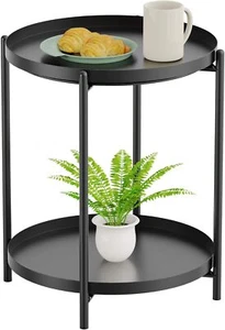 Side Table End Table Metal Small Table Indoor Outdoor & Snack Bedside Table - Picture 1 of 7