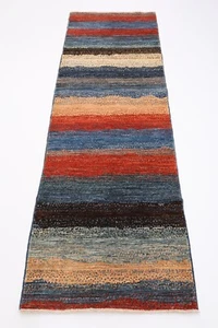 8 ft Hallway gabbeh Runner Rug Afghan Hand Knotted veg dye Wool hand Made Rug - Picture 1 of 5