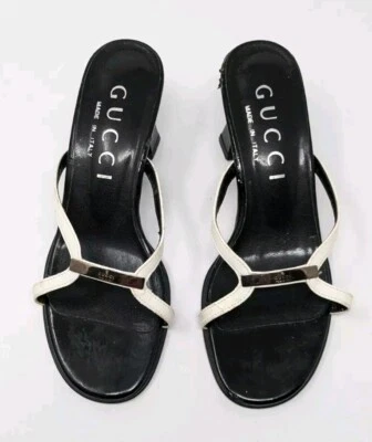 Gucci Open Toe Sandals White Strappy Heels Mule  EU 33 1/2 US 3 1/2 Small - Image 1 of 4