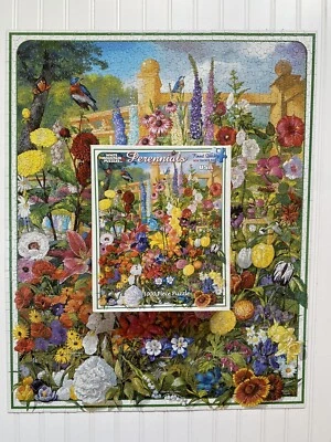 White Mountain Jigsaw Puzzle 1000 pc Perennials Flower Garden #368S Complete - Image 1 of 4