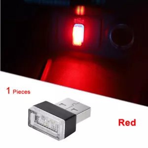 red Mini USB LED Car Lights Interior Atmosphere Light Lamp Emergency Lighting - Picture 1 of 5