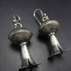 Büffeltänzer TAOS Münze Silber QUECKSILBER DIME Kürbisblüte hängende OHRRINGE - Bild 1 von 13