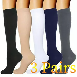 3 Medias De Compression Para Mujer Calcetines Para La Circulacion 15-20 Mmhg - Picture 1 of 15