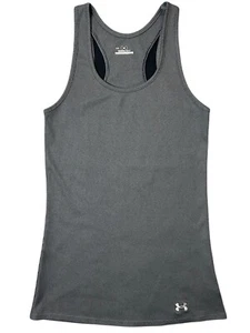UNDER ARMOUR Heatgear Ribbed Athletic Tank Size MEDIUM Gray Racerback Fitted - Picture 1 of 7