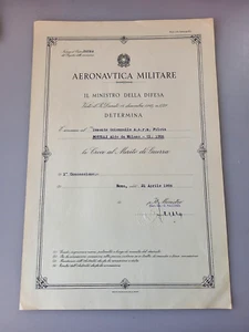 DIPLOMA   MILITARE 1°CROCE AL MERITO DI GUERRA COLONNELLO PILOTA AERONAUTICA WW2 - Foto 1 di 1